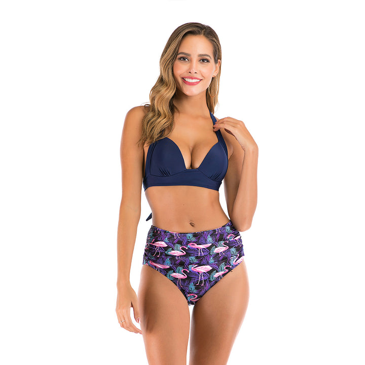 Damen Hochtaillierter Bikini mit tiefem Ausschnitt und trendigem Tiermuster Drune
