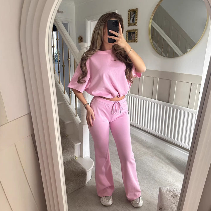 Damen Lässige Strick Lounge-Kombination mit weitem Schnitt und eleganten Details