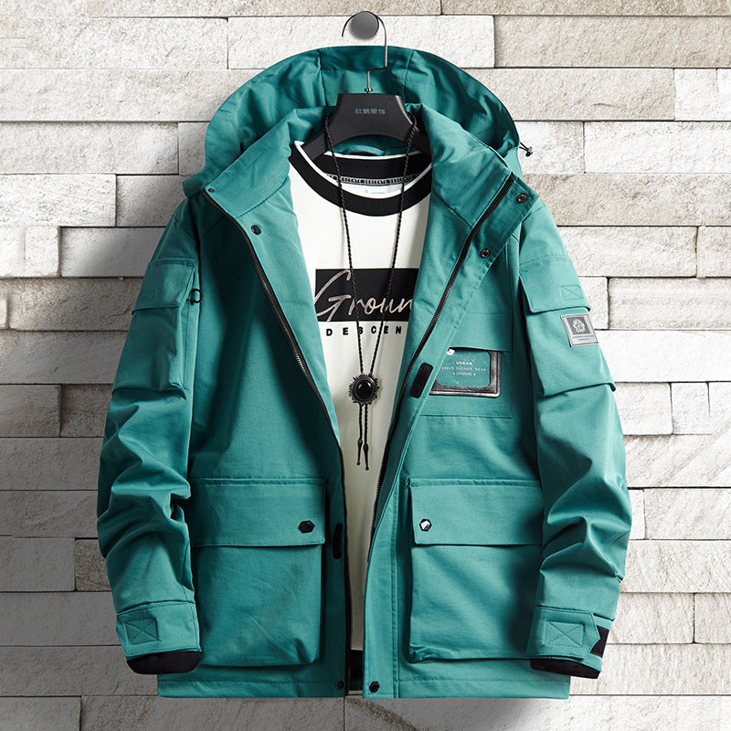 Herren Urbaner Tech-Parka mit Kapuze, Multifunktionstaschen und Thermoisolierung Drune