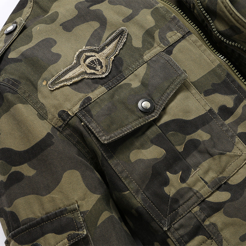 Herren Militärinspirierte Utility-Fieldjacke mit Epauletten und Patch‑Details Drune