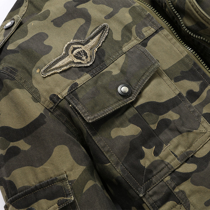 Herren Militärinspirierte Utility-Fieldjacke mit Epauletten und Patch‑Details Drune