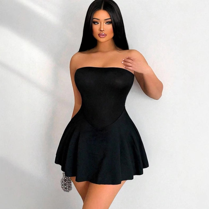 Damen Mini-Kleid mit schulterfreier Silhouette Drune