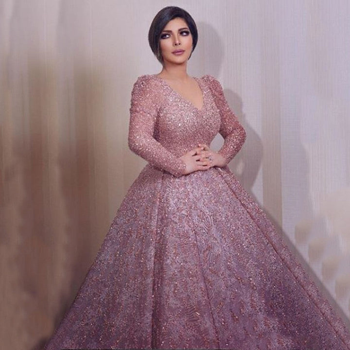 Damen Glamouröses Abendkleid mit funkelnden Applikationen und schwingendem Rock Drune