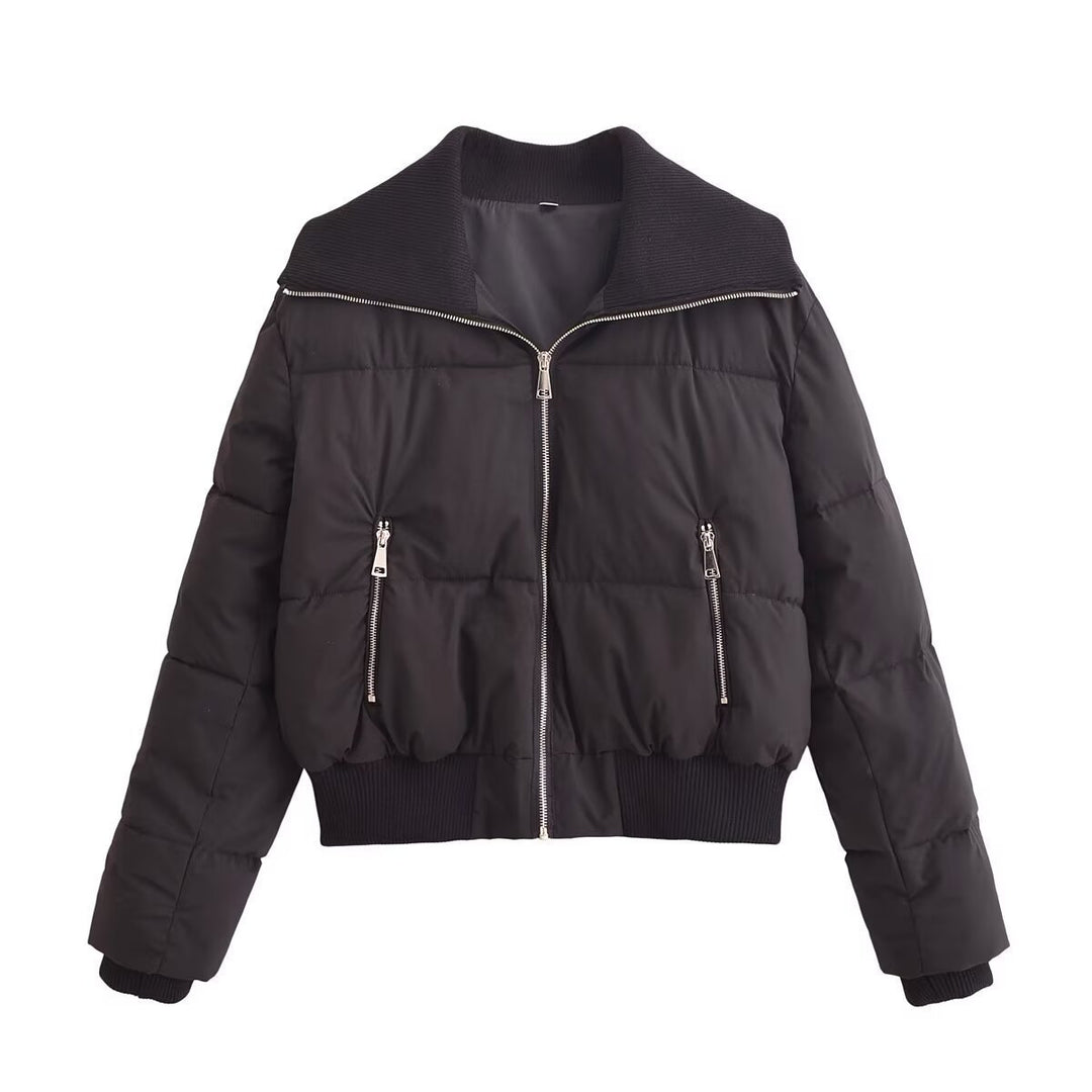 Damen modische Steppjacke mit hohem Kragen und praktischen Reißverschlusstaschen Drune
