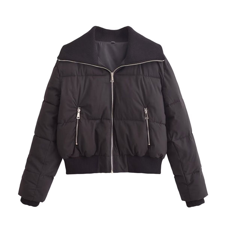 Damen modische Steppjacke mit hohem Kragen und praktischen Reißverschlusstaschen Drune