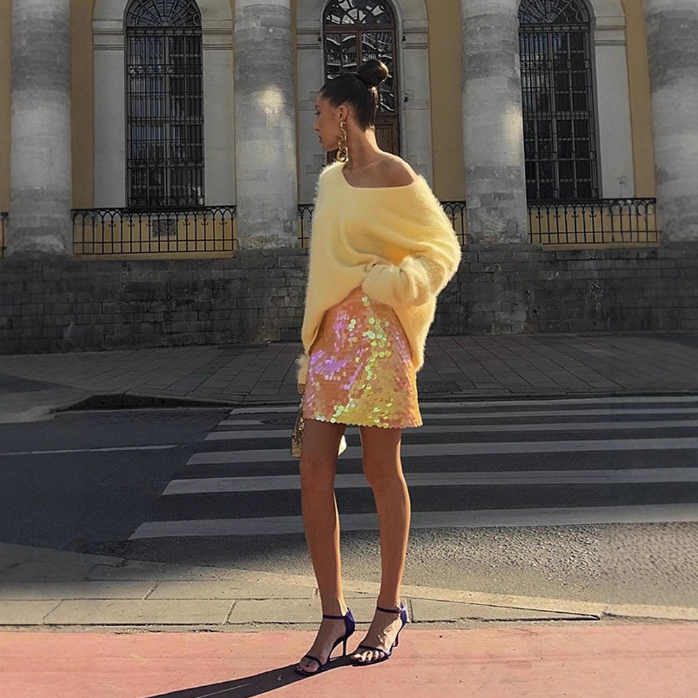 Damen Kuscheliger Oversize Mohairpullover mit V-Ausschnitt und verlängertem Rückensaum Drune