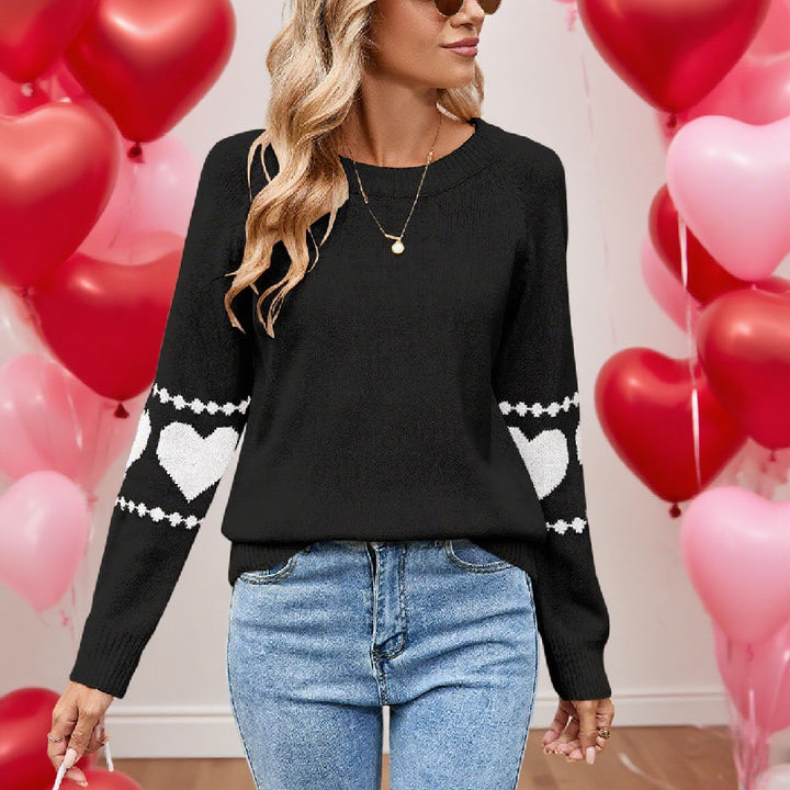 Damen Strickpullover mit Herzmotiv und farbenfrohen Akzenten Drune