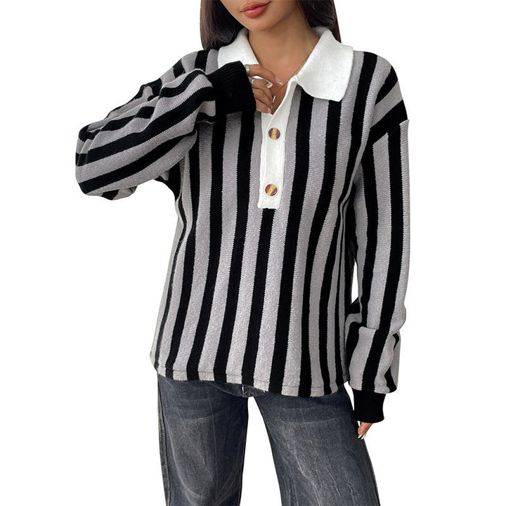 Damen Sportliches Polo-Shirt mit Streifen Drune
