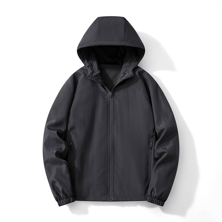 Herren Ultraleichter Kapuzen-Windbreaker mit atmungsaktivem Mesh‑Futter und verdecktem Reißverschluss Drune