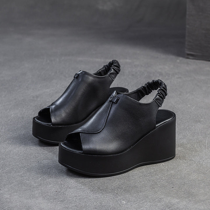 Damen Plateau-Pantoletten aus hochwertigem Leder mit innovativem Riemendesign Drune