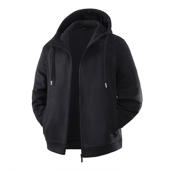 Herren Fleece-Softshell Hybridkapuzenjacke mit Teddy-Innenfutter & verstellbarer Kapuze Drune