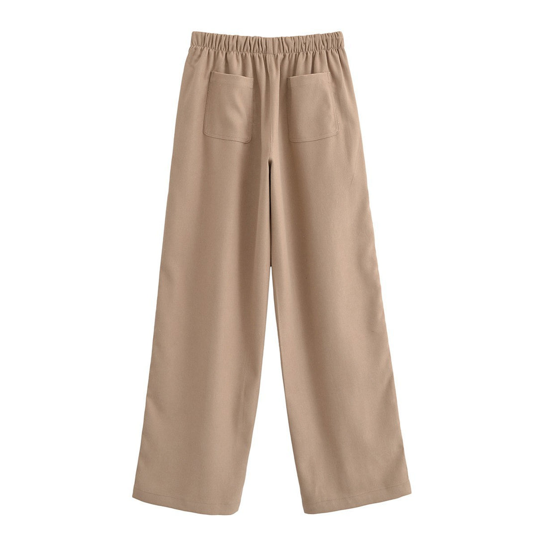 Damen nan weite Palazzo-Hose mit Elastikbund und aufgesetzten Taschen Drune