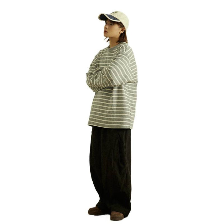 Herren Weite Baggy-Cargo-Hose mit Faltendetails und elastischem Bund Drune