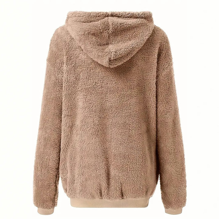 Damen Flauschige Kapuzenjacke mit Reißverschluss und praktischem Design Drune