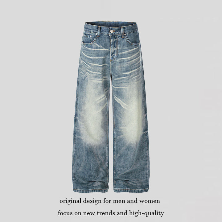 Damen weite High‑Waist Culotte-Jeans mit Used-Effekt Drune