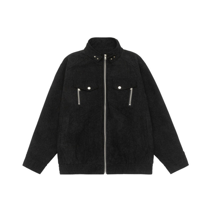 Herren Kurzjacke aus Teddy‑Fleece mit Stehkragen, aufgesetzten Brusttaschen und durchgehendem Reißverschluss Drune