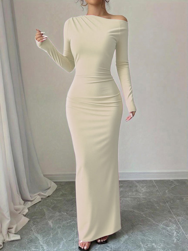 Damen elegantes Langarmkleid mit floralem Motiv Drune