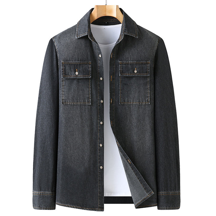 Herren Jeanshemd aus Denim mit Brustpattentaschen und Kentkragen Drune