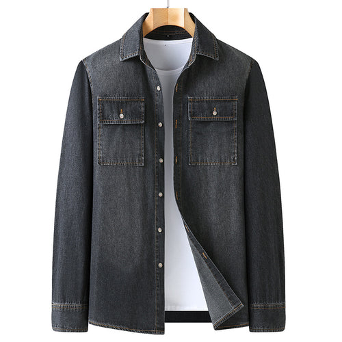 Herren Jeanshemd aus Denim mit Brustpattentaschen und Kentkragen Drune