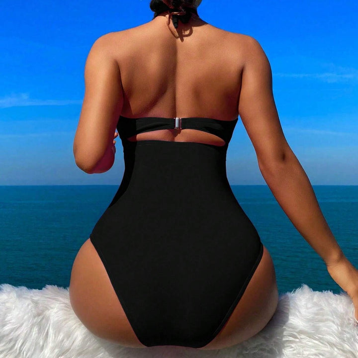 Damen Eleganter Einteiler Badeanzug mit betontem Schnitt Drune