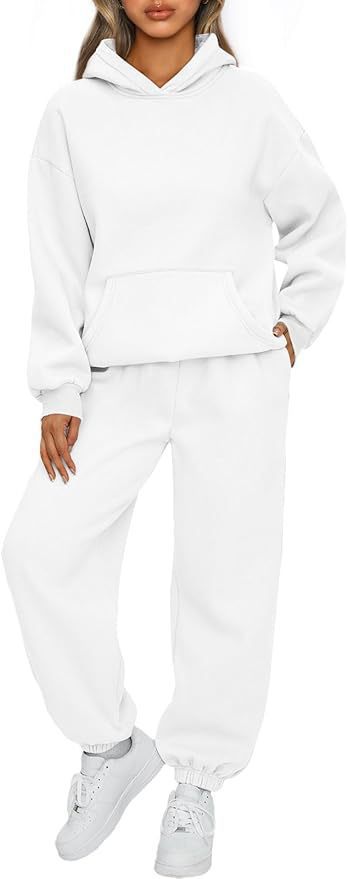Damen nan luxuriöses Oversize-Loungewear-Set Kapuzenpullover mit Kängurutasche und weit geschnittene Jogginghose mit elastischen Knöchelabschlüssen Drune