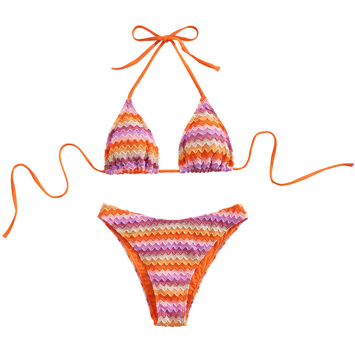 Damen Triangel-Bikini mit romantischem Wellenmuster Drune