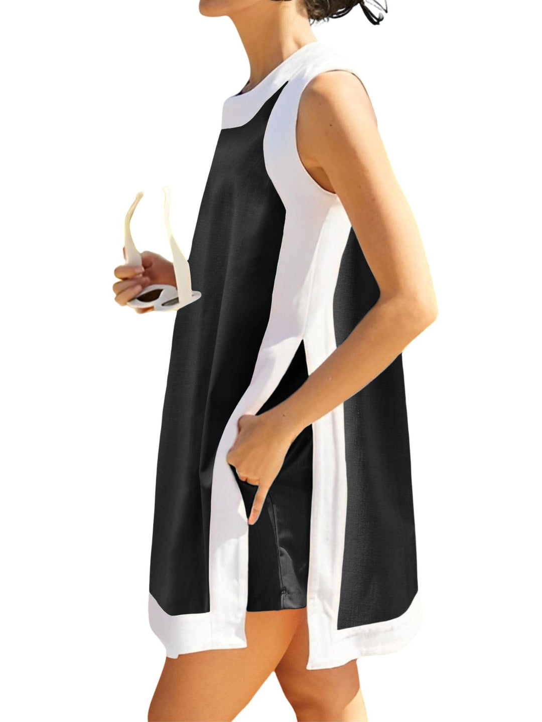 Damen lässiges Strandkleid mit praktischen Taschen Drune
