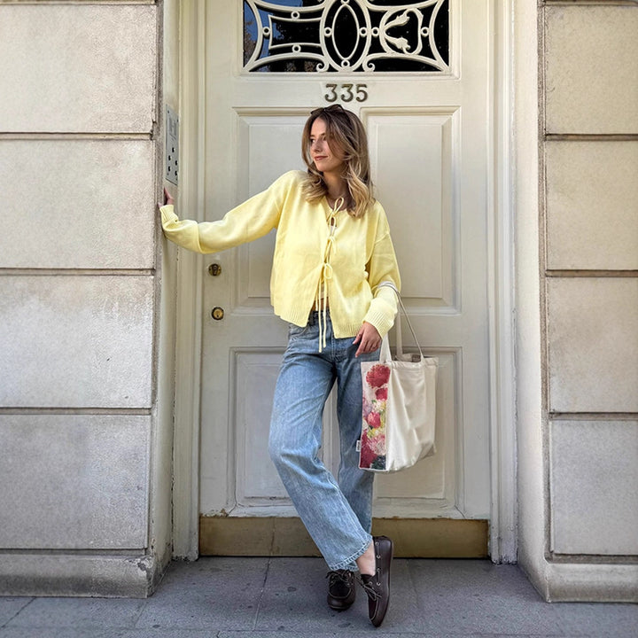 Damen Strickcardigan mit frontaler Schnürung & legerer Oversize-Silhouette Drune