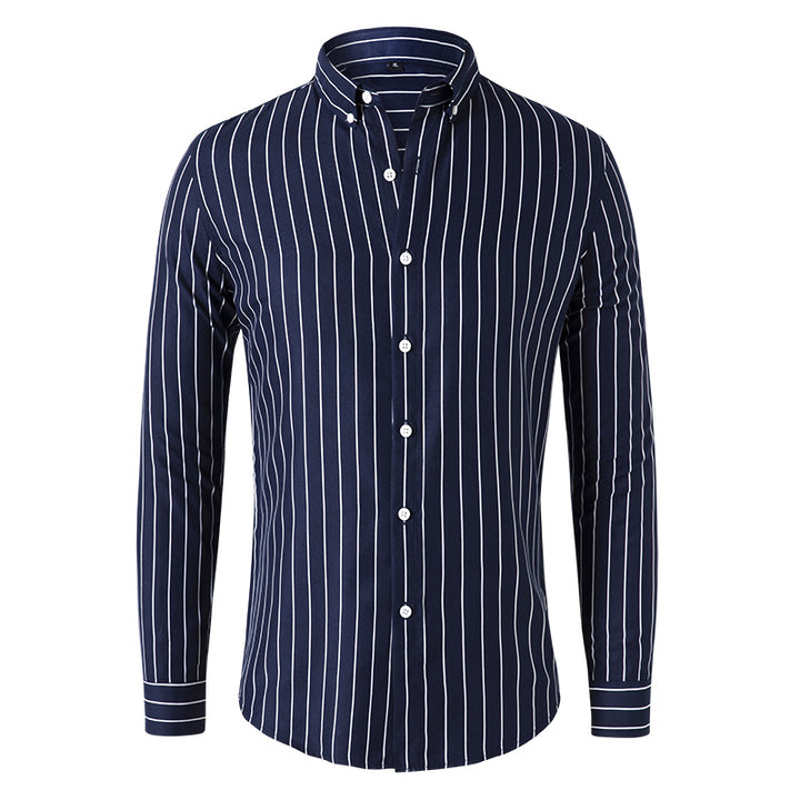 Herren Gestreiftes Slim‑Fit Hemd mit Button‑Down‑Kragen und taillierter Silhouette Drune