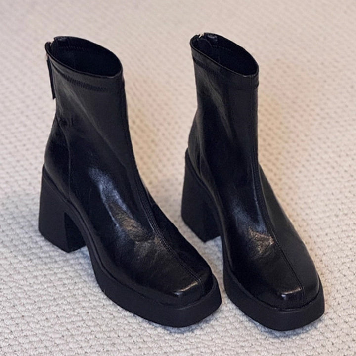 Damen elegante Stiefeletten mit moderner Silhouette und robustem Blockabsatz Drune