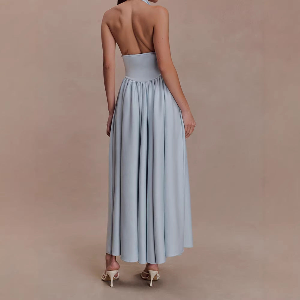 Damen Halter-Ausschnitt Maxikleid mit figurbetonter Silhouette Drune