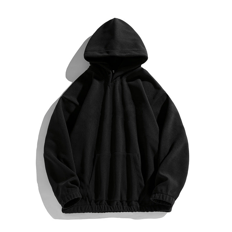 Unisex Oversize Fleece-Hoodie mit elastischem Saum und aufgesetzter Kängurutasche Drune