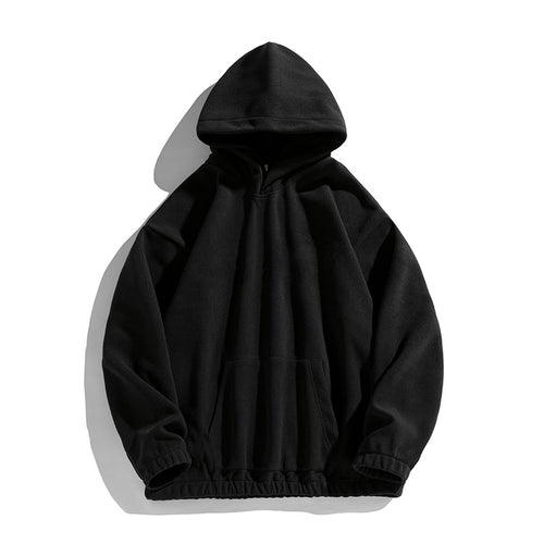 Unisex Oversize Fleece-Hoodie mit elastischem Saum und aufgesetzter Kängurutasche Drune