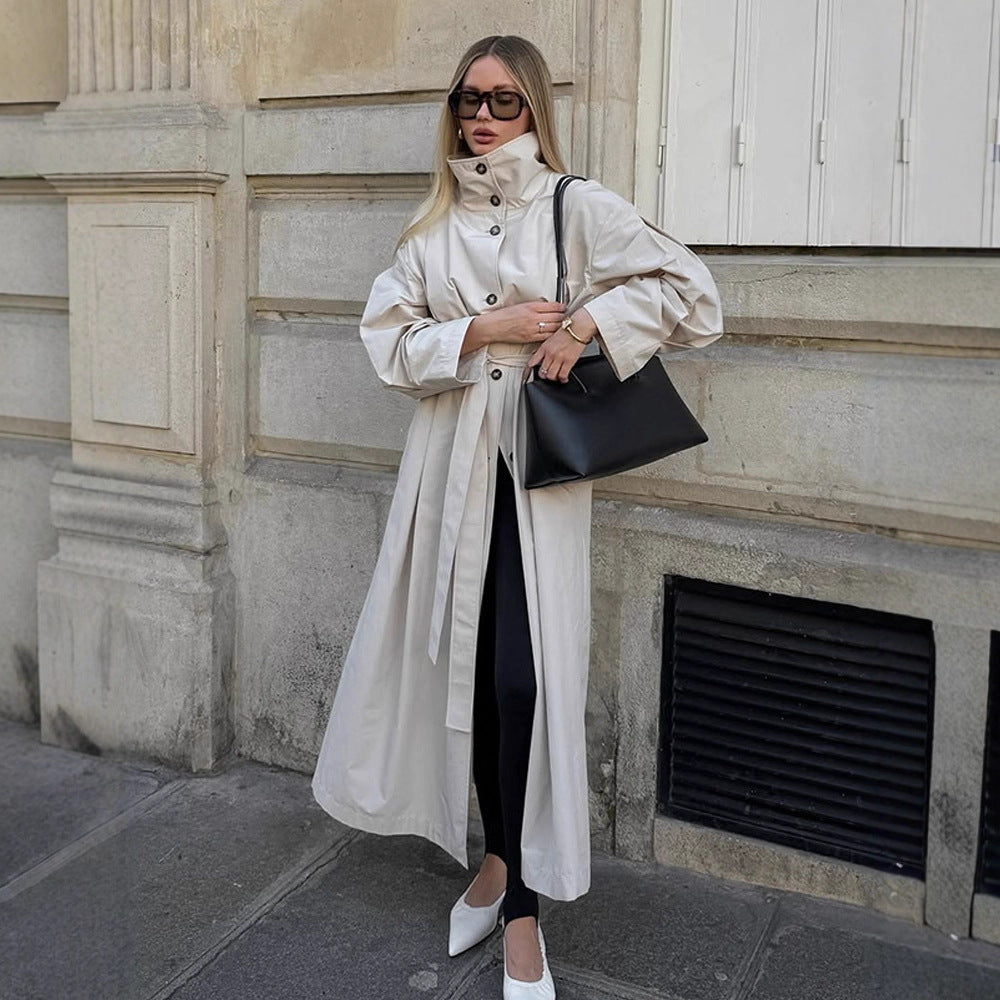 Damen modischer Trenchcoat mit tailliertem Schnitt und praktischen Details Drune