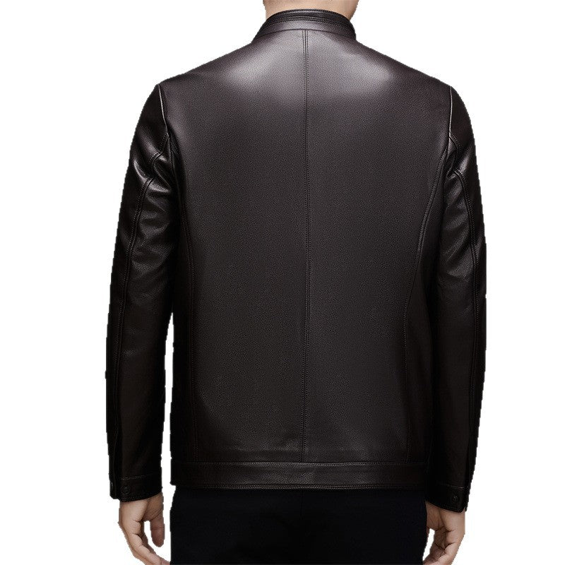 Herren Kunstlederjacke mit modernem Stehkragen und funktionalen Reißverschlüssen Drune