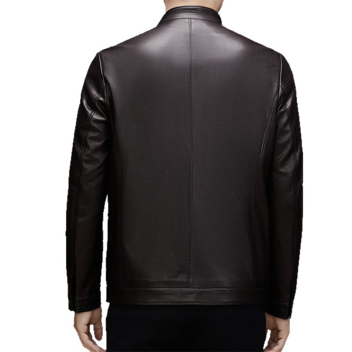 Herren Kunstlederjacke mit modernem Stehkragen und funktionalen Reißverschlüssen Drune