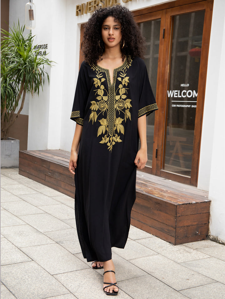 Damen Kaftan mit kunstvollem Goldstickerei Drune