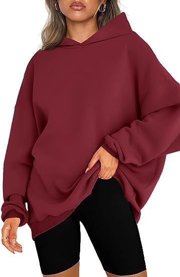 Damen nan Oversize-Kapuzenpullover im Longline-Schnitt mit Raglanärmeln und weichem Innenfutter Drune