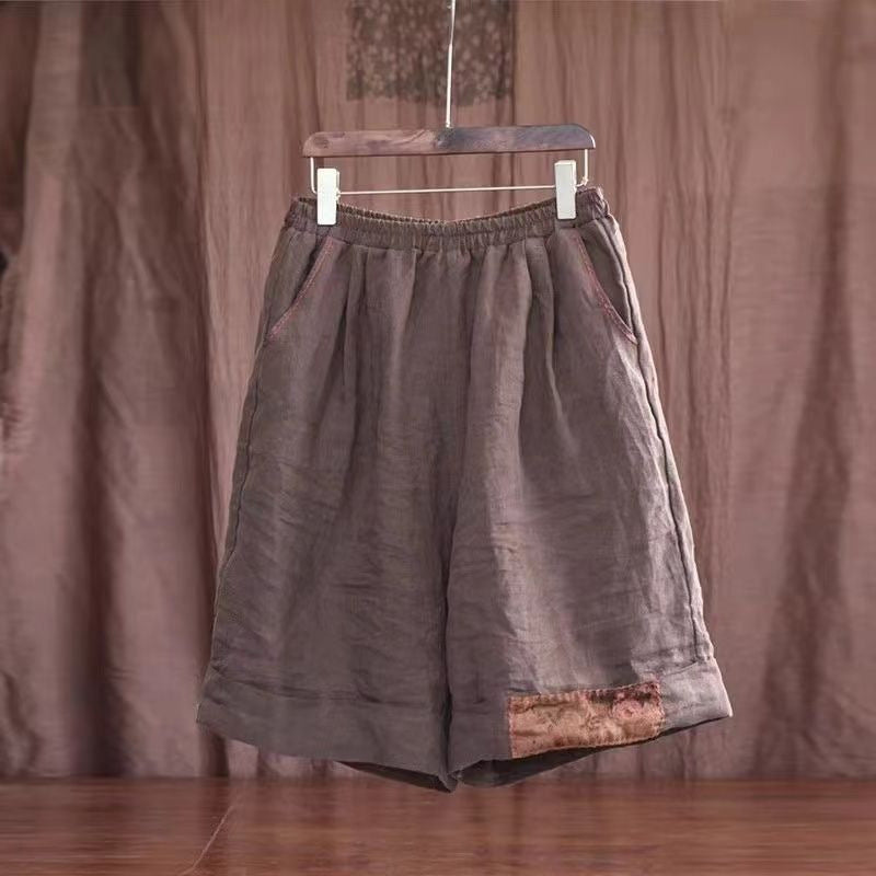 Damen Relaxed Fit Leinen Cargo Shorts mit stilvollen Details Drune
