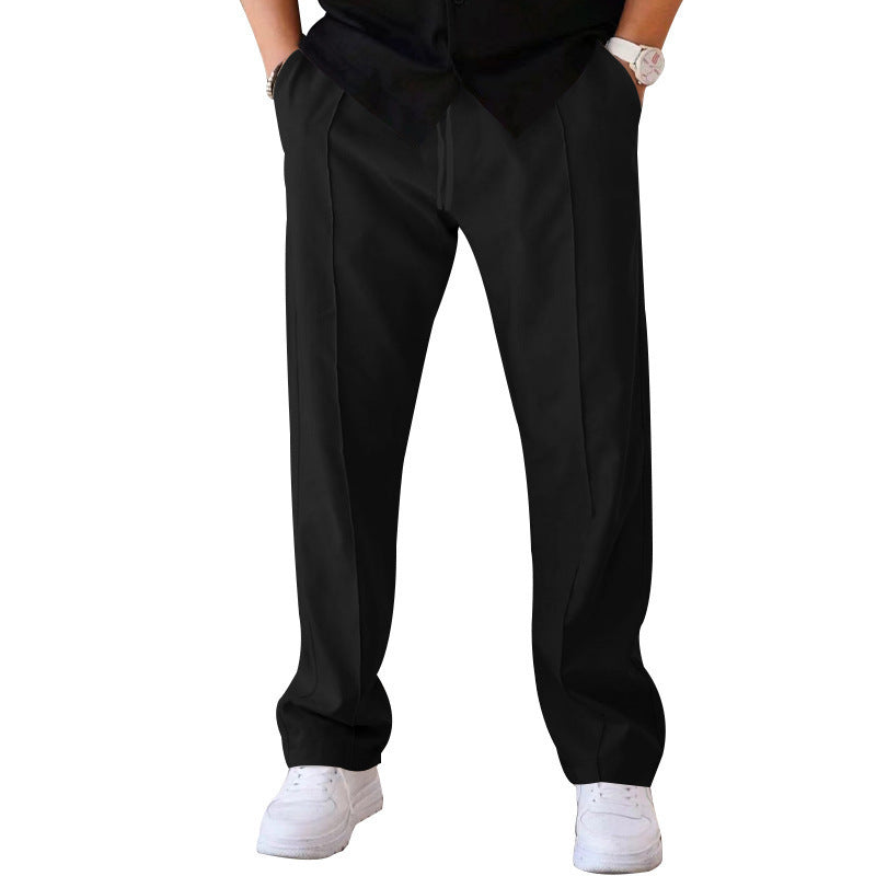 Herren Gerade geschnittene Freizeit-Hose mit Bundzug, Bügelfalte und Eingrifftaschen Drune