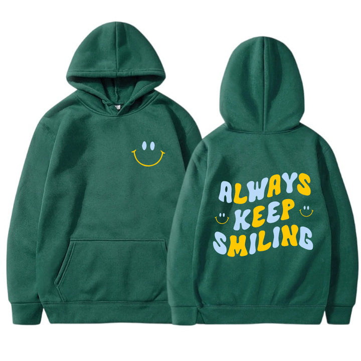 Damen Kapuzenpullover mit fröhlichem Schriftzug und praktischen Kängurutaschen Drune