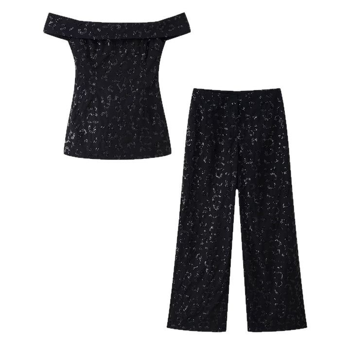 Damen elegante Palazzohose mit floraler Spitzenverzierung Drune