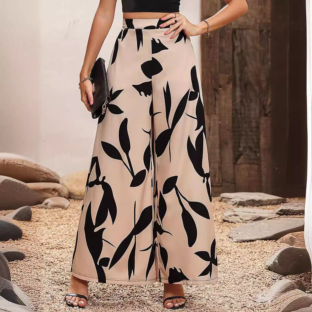 Damen Hochtaillierte Sommerhose mit floralem Druck Drune