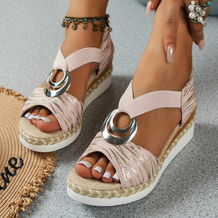 Damen Wedge-Sandalen mit modernen Riemendesign und elegantem Zierelement Drune