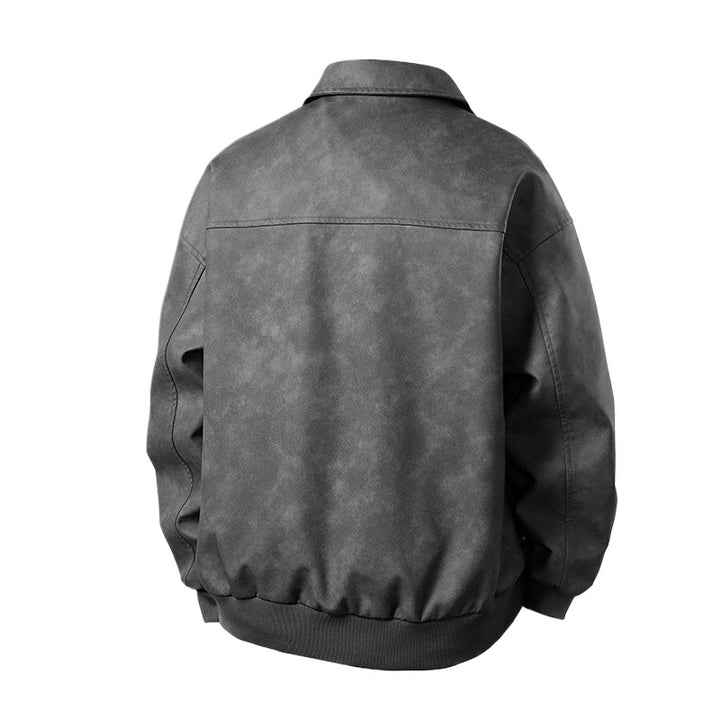 Herren Boxy-Suede-Überhemdjacke mit glatter Veloursleder‑Optik, verdecktem Reißverschluss & elastischen Bündchen Drune