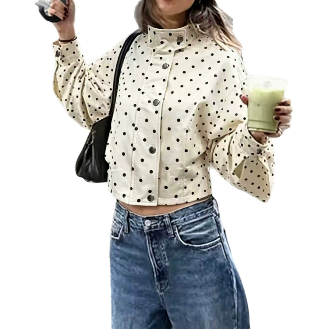 Damen Kurzjacke mit Stehkragen und Voluminösen Ballonärmeln Drune