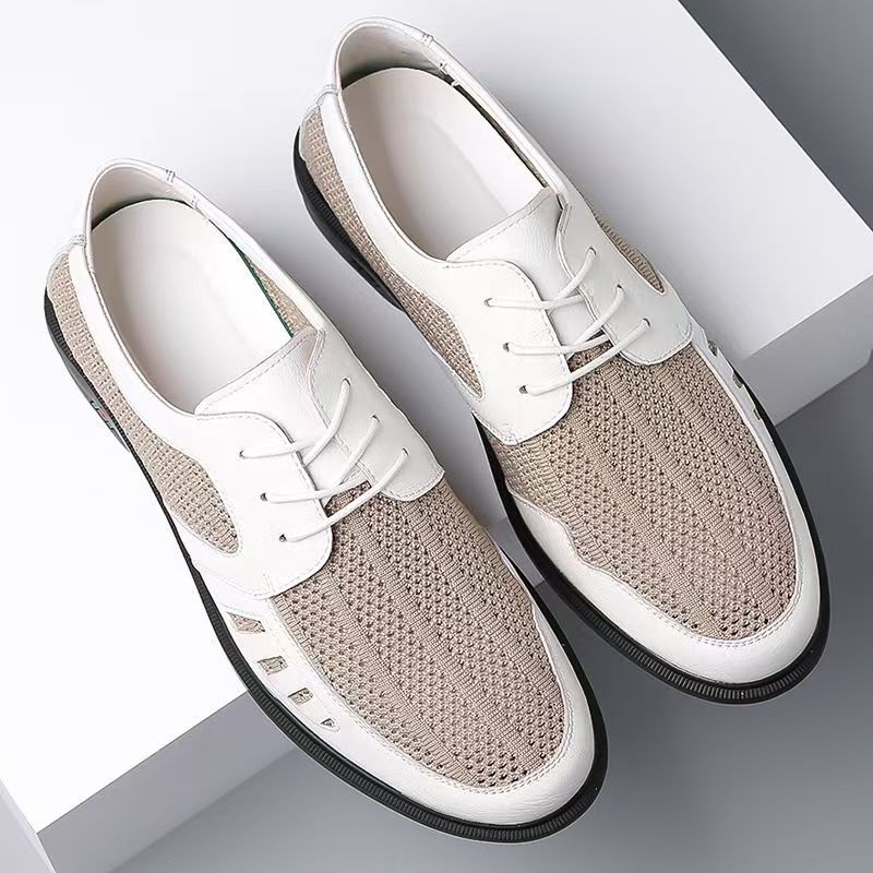 Herren Atmungsaktiver Business-Casual-Halbschuh mit Lochstrick-Elementen Drune