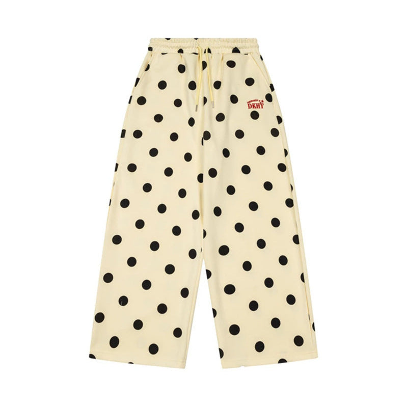Damen Weite Culotte-Sweathose mit elastischem Komfortbund und Polka-Dot-Print Drune