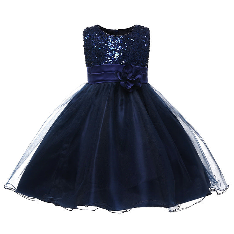 Mädchen Festliches Tüllkleid mit glitzerndem Oberteil und floraler Applikation Drune