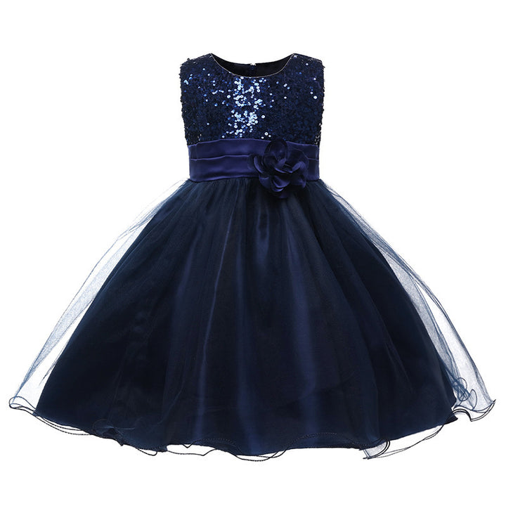 Mädchen Festliches Tüllkleid mit glitzerndem Oberteil und floraler Applikation Drune